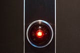 Image shows the “HAL 9000” computer interface, part of the set from Stanley Kubrick’s movie classic “2001: A Space Odyssey”.