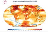 image of the planet in mostly red colors, indicating an increase in temperatures