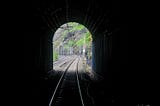 railway tunnel with a single track in the ghat on Pune to Mumbai railway journey