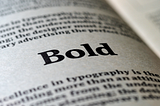 The word “Bold” in a book