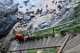 Steep steps leading to beach