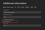 Blazor app — Enable Docker