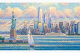 New York Skyline oil painting by Roustam Nour