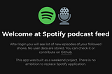 Weekend project: Spotify podcast feed application