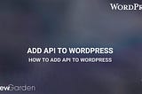 How To Add API To Wordpress