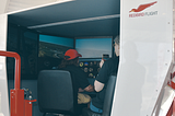 A full-motion flight simulator.