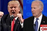 Trump shouting, Biden stunned