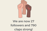 We are now 26 followers and 790 claps strong!