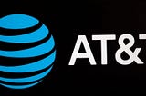 AT&T’s logo on a black background.