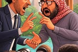 Cartoon of Israeli and Iranian journalists shouting at each other