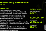 🗓 Ethereum Staking Weekly Report