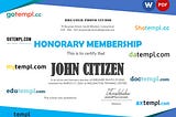 USA Honorary Membership certificate example in Word and PDF format