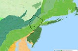 Northeast US Coastal forests eco-region map