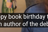 Close-up screencap of YouTube’s auto-captions that say, “wish a happy book birthday to Gabriel our 12-inch author…”