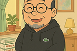 A cartoon image of myself, smiling for on his 50th birthday