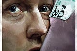 Here, I have included a little oil painting of a moment in the film. It is a man — Edward Norton in the role of the Narrator in Fight Club — on the chest of Meat Loaf’s character — Bob.