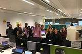 The team 5 minutes after new website go-live, proudly displaying it on all the screens!