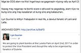 The crimes of Lyn Ouvrier/Willyn Trabajador, a certified Leni troll