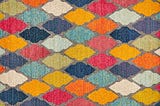 Rug pattern of multicolour interlocking shapes