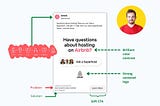 An illustration of an Airbnb Facebook ad with a photo of the author, a logo formula illustration, and a breakdown of the ad with arrows.