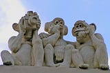 A photo of a statue in Waterloo Park in the UK, the modern day depiction of the Three Wise Monkeys!