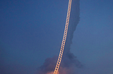 Cai Guo-Qiang, Sky Ladder, 2015. Explosion event realized off Huiyu Island, Quanzhou, June 15. 100 seconds. Gunpowder, fuse and helium balloon, 500 x 5.5 m. Photo by Wen-You Cai, courtesy Cai Studio