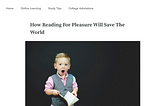 How Reading For Pleasure Will Save The World