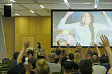 Me giving a talk at the enterJS conference on June 2023