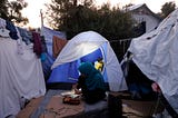 This picture shows the Olive Grove camp, which belongs to the EU refugees of Moria in Lesvos, Greece.