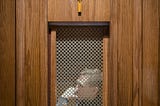 Priest behind a screen, listening to a confession in a booth