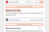 Screenshot of Google finding contrast violations