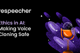 Image featuring a vibrant purple glove holding a microphone set against a black background with shimmering stars. This visually represents the protective measures and ethical considerations in voice cloning technology. The title is displayed in bold white text at the top.