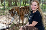 Carole Baskin with one of the tigers (New York Post)