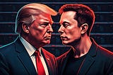 Drawings of two of the most powerful men in the world glaring at each other.