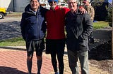 Post race with Tim (my right) and Doug (my left). Notice my short white socks. Photo property of author.