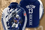 NFL Indianapolis Colts T Y Hilton Zipper 3D Hoodie All Over Printed