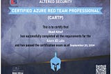 Certified Azure Red Team Professional (CARTP) Review