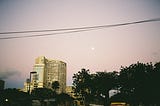 A photo of the moonrise, the last shot I took on my 35mm point and shoot.