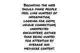 Hunters on the Web, designing for intentional web browsing