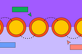 An abstract illustration of design process with five shapes placed one next to another.