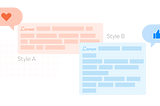 An illustration of two layouts where a paragraph is displayed, indicating different audiences’ views are diverged.