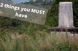 Milestone in thick brush near an Italian hill town