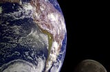 the Earth and moon seen from space