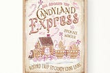 Candy Land Express Train Sign - Digital Instant Download - Pink Christmas - Gingerbread Bakery