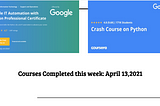Courses Completed this week : April  13,2021