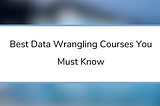 Best Data Wrangling Courses You Must Know in 2025