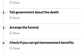 An extract from the ‘What to do when someone dies’ step-by-step service