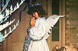A young girl in an angel costume says a prayer before trick-or-treating during Satanic Panic in the ’80s. How fundamentalists Christians do Halloween.