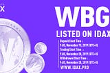WBG by BridgeChain to be listed on IDAX