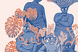 A floral illustration with bodies of women and non-binary peoples.